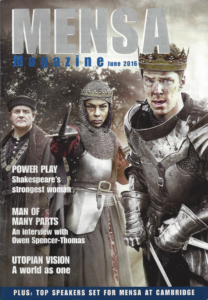 Mensa magazine front cover