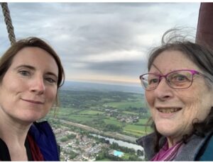 Bron and Meg in hot air balloon